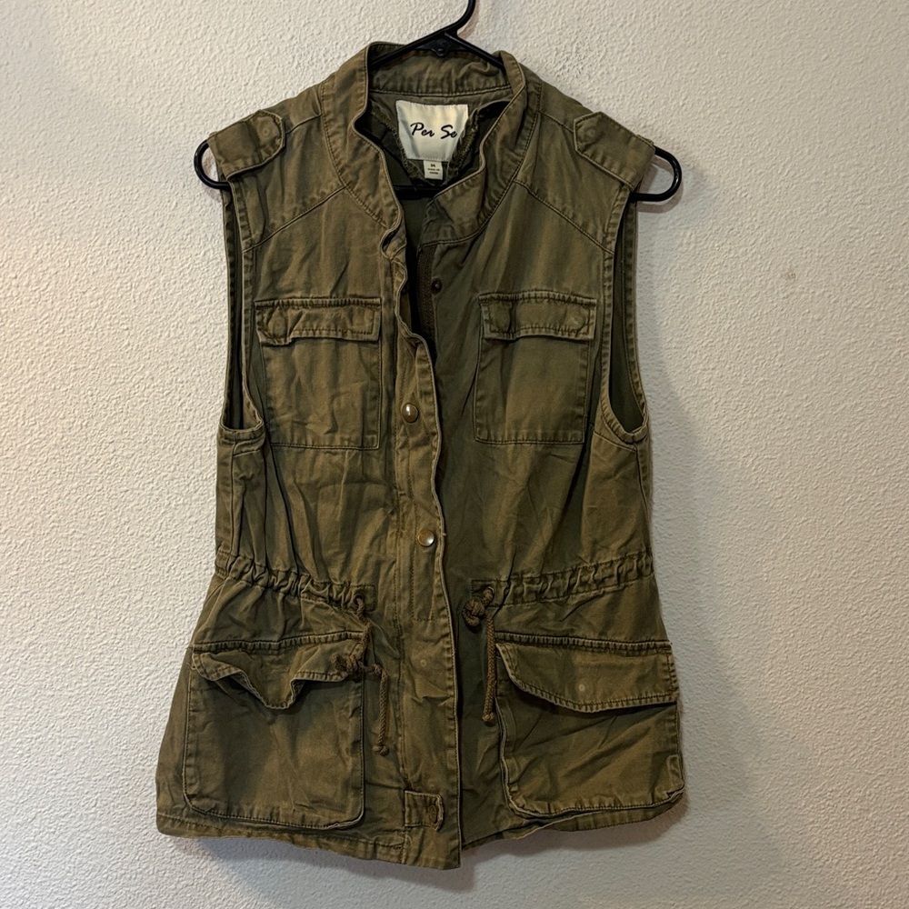 Per Se Olive Utility Vest